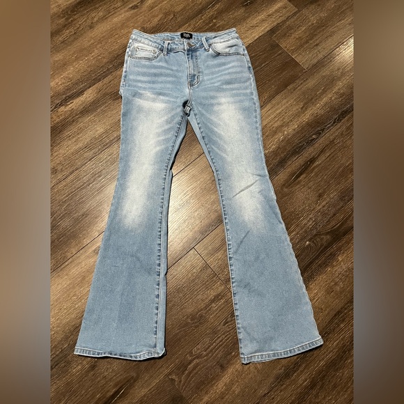 Simple Society Denim - Light Blue Flare Jeans with Subtle Fading